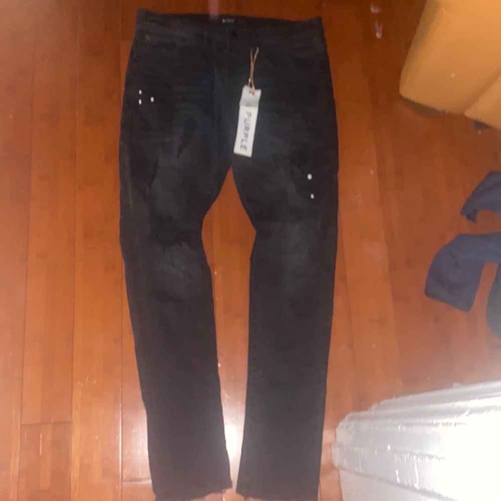 Black purple brand jeans